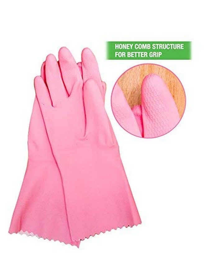 Scotch Brite Scotch-Brite Rubber Small Kitchen Gloves- Pack Of 2 Pairs, Pink, 100 Grams - Image 3