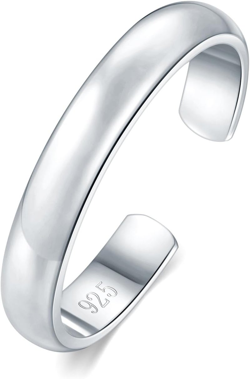BORUO Toe Rings - Sterling Silver Band Ring - Stylish Toe Rings For Women - Sterling Silver Rings for Gifting - Chic 925 Sterling Silver Rings - Toe Rings For Women With Gift Bag, 2 mm, 3mm, 4mm - Image 1