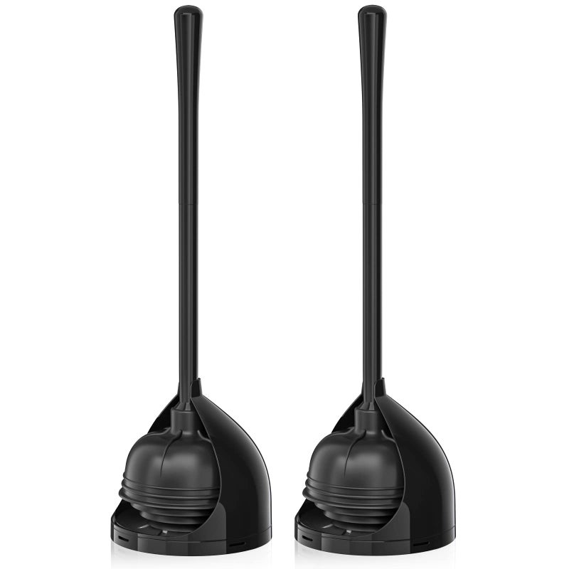 uptronic uptronic 2 Pack Toilet Plunger with Holder Unique Plunger with AllAngle Design Plungers for Bathroom for 57inch Toilet Drain Toilet Plunger Heavy DutyBlack 