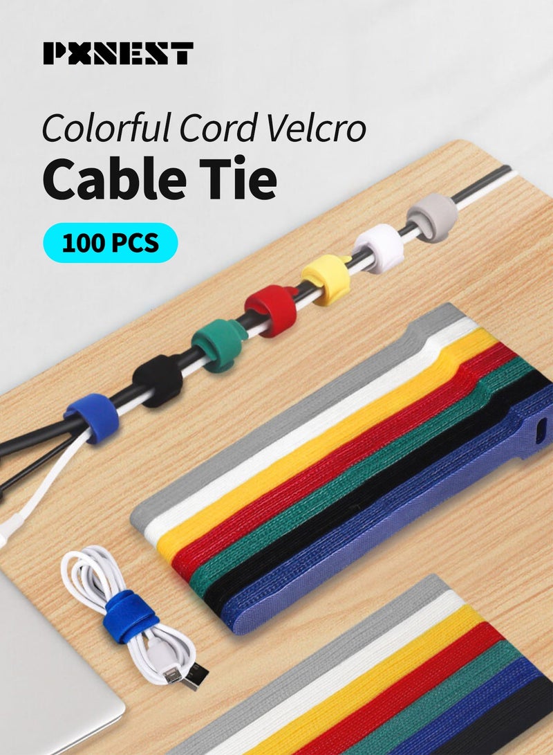 Pxnest 100PCS 6 Inch Reusable Cord Ties, Colorful (Multi-Color) Hook and Loop Cable Organizer for Home, Office, Data Center - Image 2