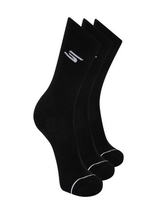 Skechers Men's 3-Pack Pickleball Crew Socks, Black, 10-13