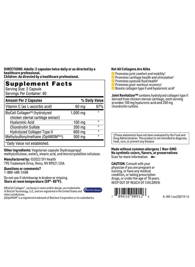 Klaire Labs Klaire Labs Joint Revitalizer - Patented Hydrolyzed Collagen Peptide Formula with Chondroitin, MSM & Hyaluronic Acid, Hypoallergenic Connective Tissue Support (120 Capsules) - Image 4