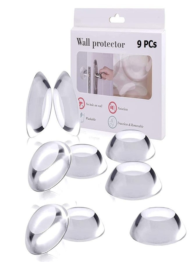 HSR Door Knob Wall Protector 9Pcs Transparent Round Silicone Door Handle Bumper for Doorknobs, Headboard, Refrigerator Door, Cabinets - Image 1