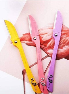 Feather Flamingo Razors for Facial and Body Hair Removal, Set of 3 Blades, Yellow/Blue/Blue  - Image 2