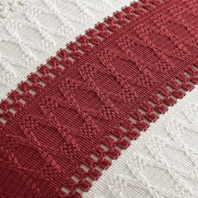 ZeeMart 2 Packs Cotton Boho Throw Pillow Covers 20x20 Inch Contrast/Red  Soft Farmhouse Decorative Couch Pillow Cases Red Cushion Covers for Sofa Bed Living Room Home Decor - Image 4