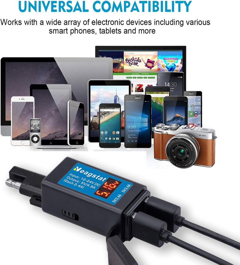 Heagstat 4.8A Motorcycle USB Charger with Voltmeter & Ammeter - Image 5