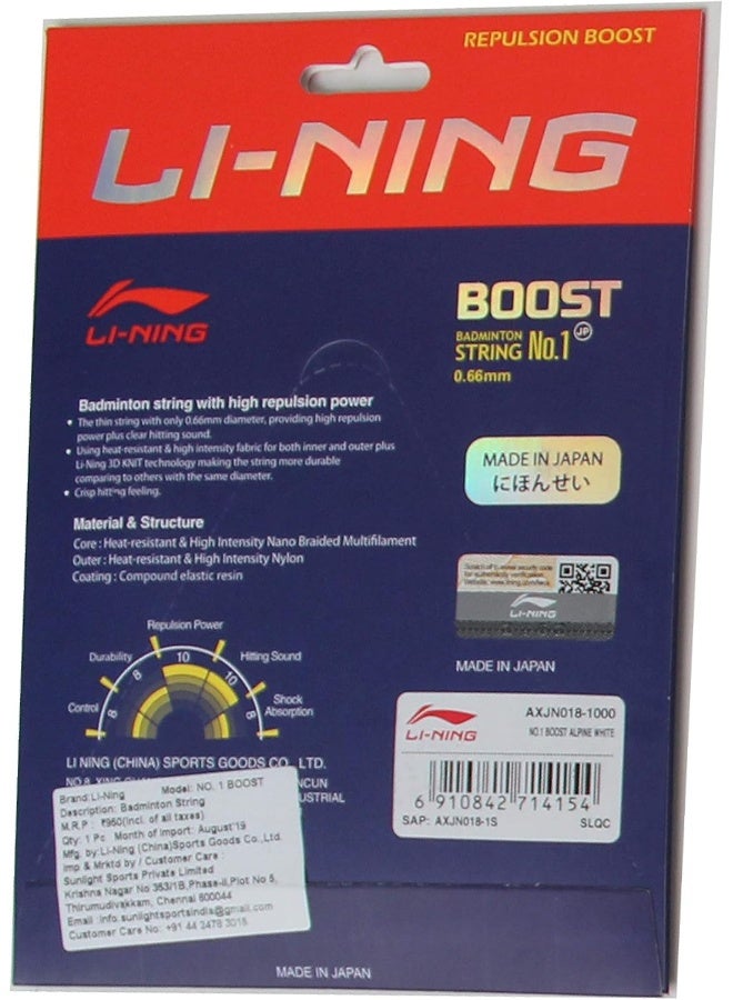 Li-Ning Unisex Adult No.1 Boost Badminton - String, 0.66Mm Diameter - Alpine White, One Size  - Image 2