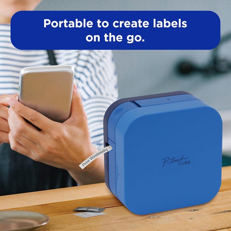 brother P-Touch Cube Smartphone Label Maker, Bluetooth Wireless Technology, Multiple Templates Available, Apple & Android Compatible - Blue, 2.5 x 4.6 x 4.6 inches - Image 5