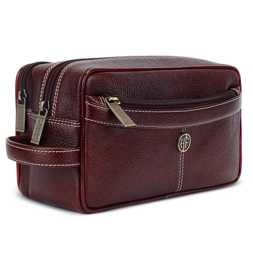 Hammonds Flycatcher Genuine Leather Toiletry Bag for Men and Women Cosmetic Organizer Bag, Travel Organizer Pouch, Toiletry Pouch for Men with Multiple Pockets, Shaving Kit Bag for Men - Brown - Image 1