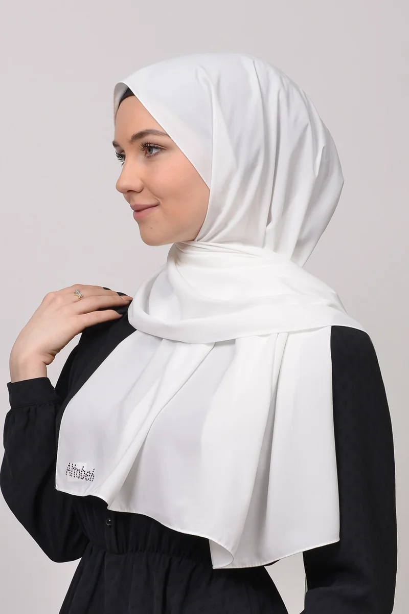 Altobeh Medina Silk Plain Hijab Shawl-White