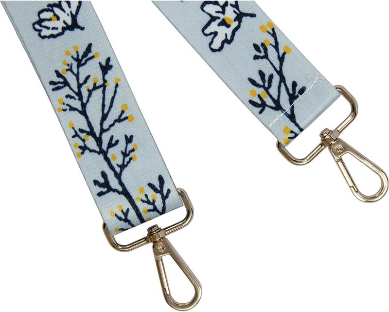 Duwi Wide Handbag&Purse Strap Jacquard Woven Guitar Style Multicolor Replacement Strap Canvas Adjustable Crossbody Bag Strap (lightblue,branch,flower), Lightblue,branch,flower - Image 3