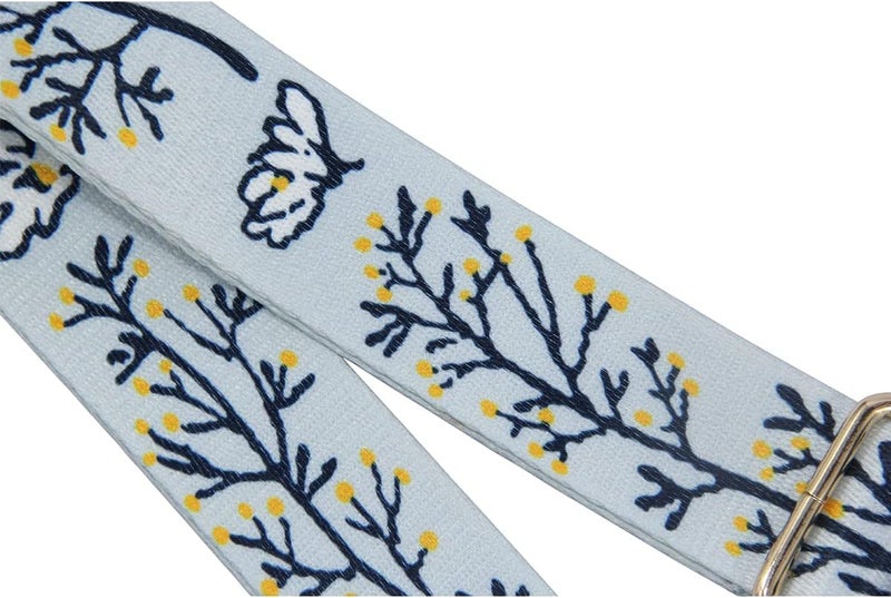 Duwi Wide Handbag&Purse Strap Jacquard Woven Guitar Style Multicolor Replacement Strap Canvas Adjustable Crossbody Bag Strap (lightblue,branch,flower), Lightblue,branch,flower - Image 4