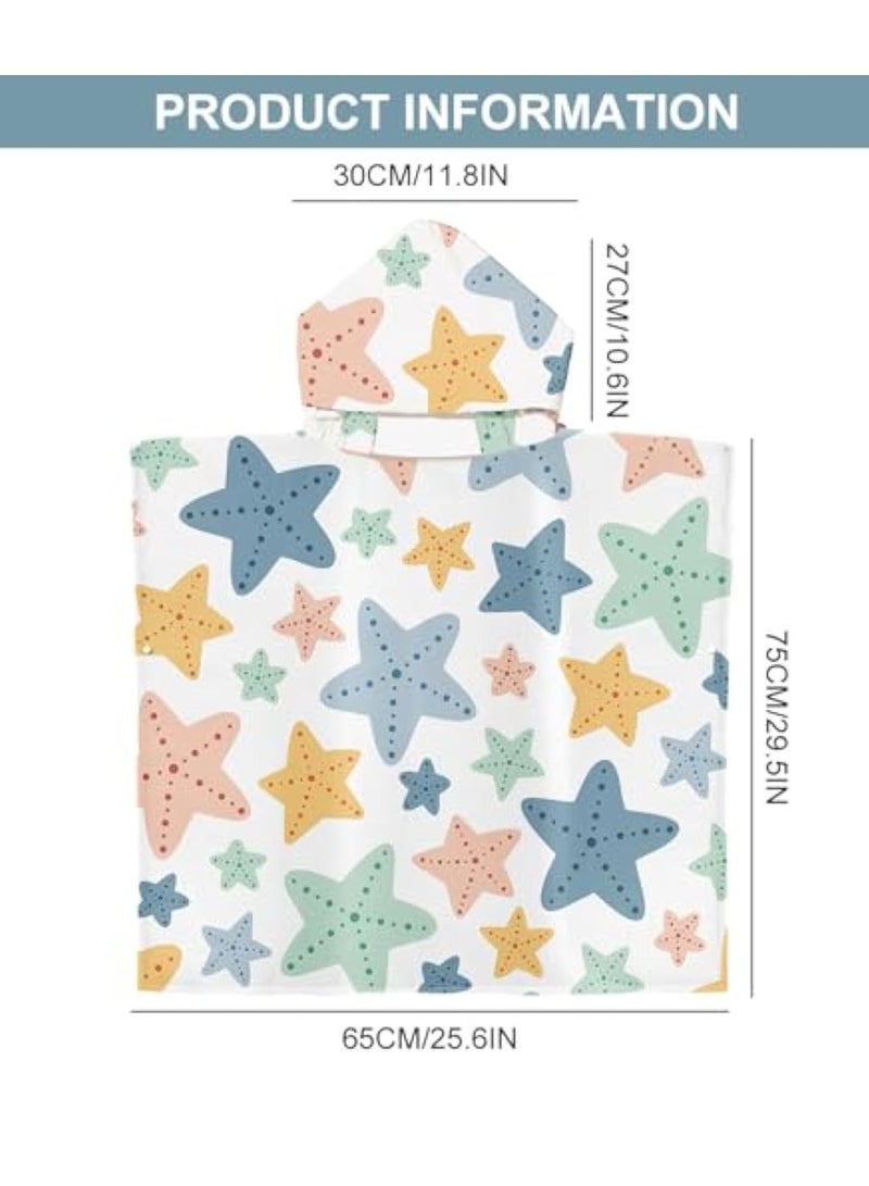 Zikra Kids Hooded Poncho Towel, Beach Changing Robe Bath Towel, Poncho for Swimming Pool, Microfibre Quick Dry Swimming Towel, Soft Bath Towel, Kids Dry Changing Robe, 65 x 75 cm Poncho Towel Short Sleeve - Image 5