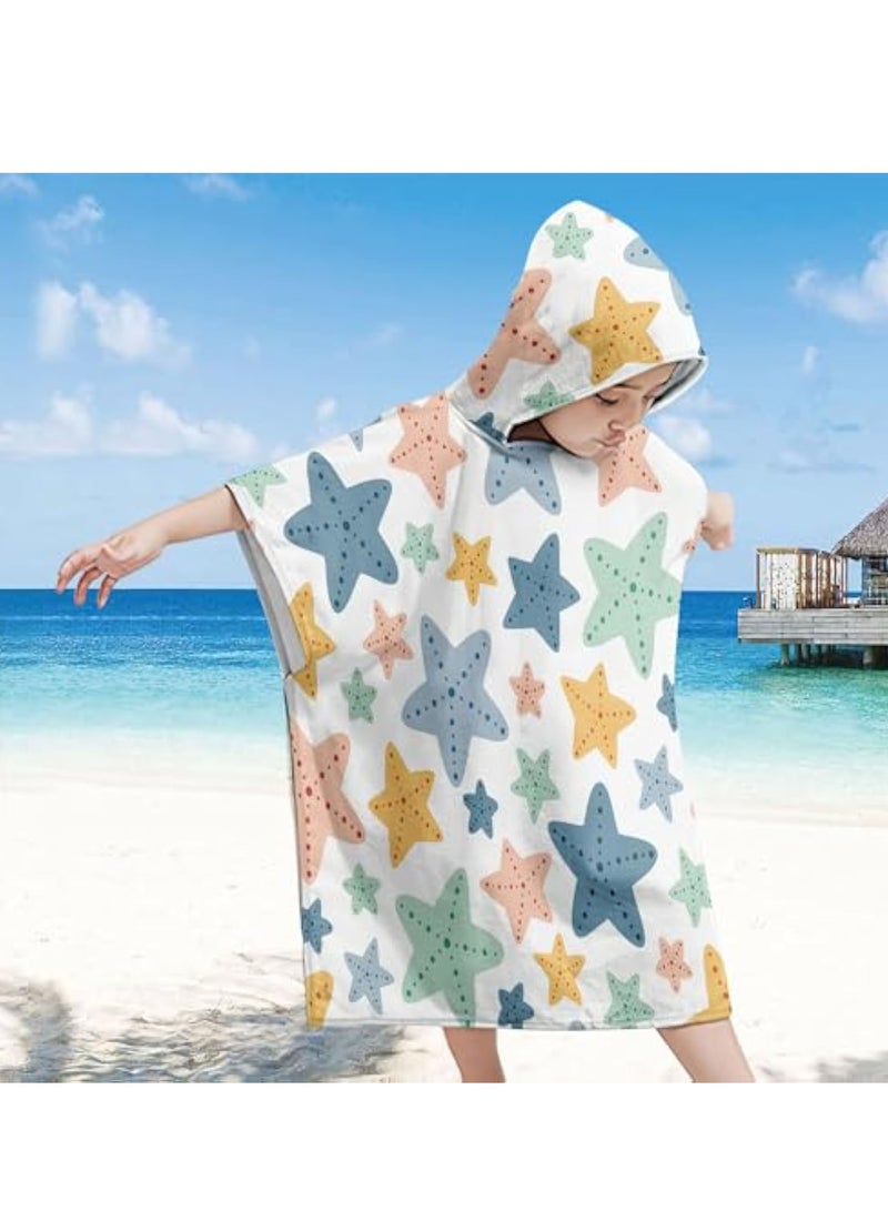 Zikra Kids Hooded Poncho Towel, Beach Changing Robe Bath Towel, Poncho for Swimming Pool, Microfibre Quick Dry Swimming Towel, Soft Bath Towel, Kids Dry Changing Robe, 65 x 75 cm Poncho Towel Short Sleeve - Image 2
