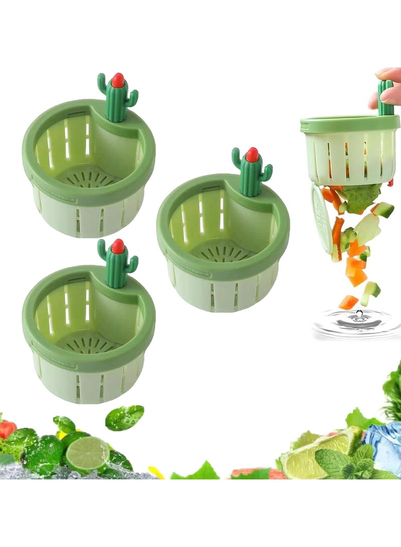 CMGTYYD 3PCS Cactus Kitchen Sink Drain Strainer, Press Automatic Dumping Basket, Multi-Functional Home Use Sink Draining Basket Filter Net Lifting Basket, Kitchen Waste Collector Filter for Sinks - Image 1