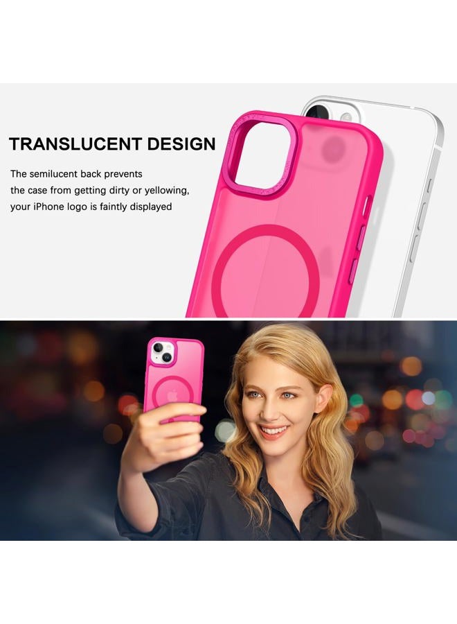BENTOBEN for iPhone 14 Plus Phone Case, iPhone 14 Plus Magnetic Case [Compatible with MagSafe] Translucent Matte Slim Shockproof Women Men Girl Protective Case Cover for iPhone 14 Plus 6.7",Hot Pink - Image 3