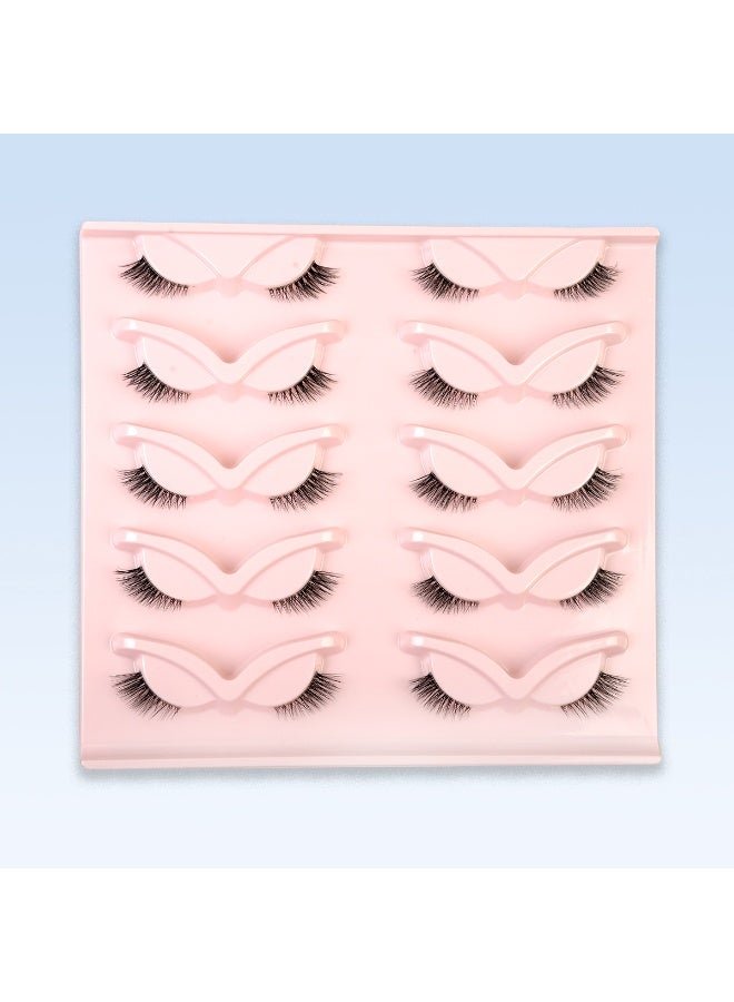 بيوتي بوكس 10 أزواج من الرموش الاصطناعية، رموش مزيفة متعددة الطبقات متقاطعة، رموش نصف عين قطة ذات مظهر طبيعي رموش نصف عين قطة رقيقة منفوشة من المينك الصناعي - Image 1
