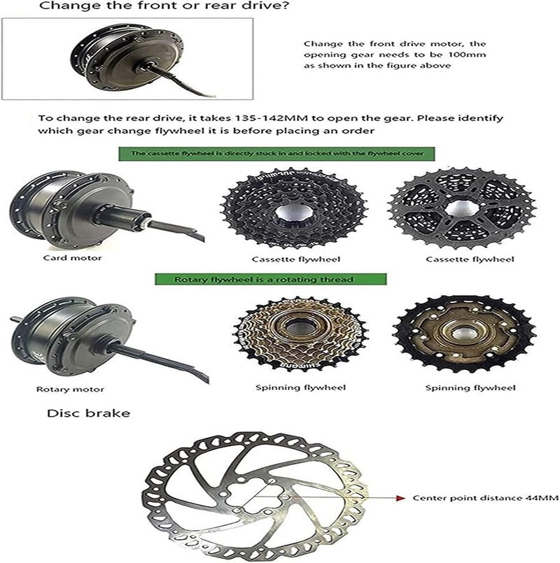 wzfdm Electric Bicycle Conversion Kit 20" 24" 26" 27.5" 28" 29" 700C Front Wheel E-Bike,27.5"-48v#1000w - Image 5