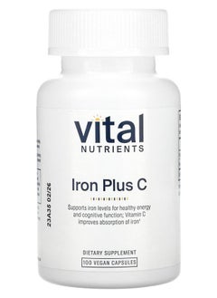 Vital Nutrients Iron Plus C 100 Vegan Capsules 