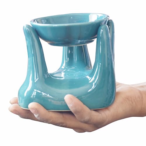 Pure Source India Oil Burner for Home, Office, with 1 Tea Light Candle, Made by Porcelain (Green) - Image 4