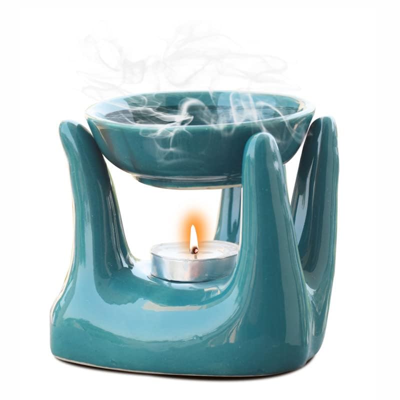 Pure Source India Oil Burner for Home, Office, with 1 Tea Light Candle, Made by Porcelain (Green) - Image 5