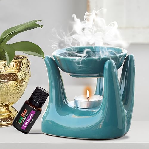 Pure Source India Oil Burner for Home, Office, with 1 Tea Light Candle, Made by Porcelain (Green) - Image 2