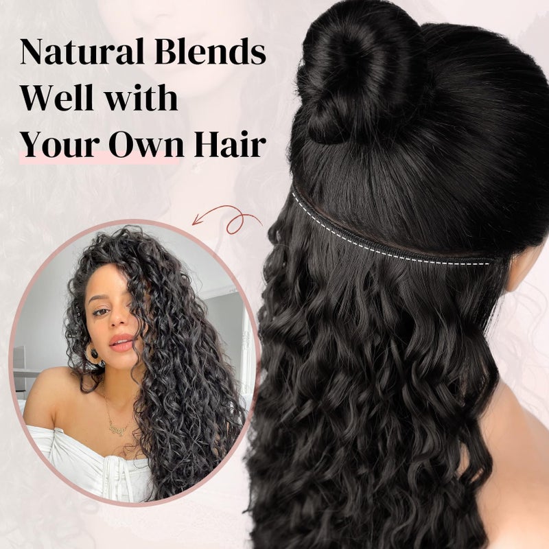 LONAI Hair Extension,9PCS Brown 22" Curly Clip in Hair Extensions LN002 Long Soft Thick Synthetic Hairpieces for Women-Dark Reddish Brown - Image 5