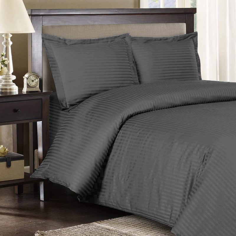 Linenwalas 100% Cotton Stripes Cover, Anti-Pilling 310 TC Cotton Stripes Comforter Cover, Premium Cotton Quilt, Cotton Soft Durable Breathable Blanket, Squirrel Grey (60x90 inch)