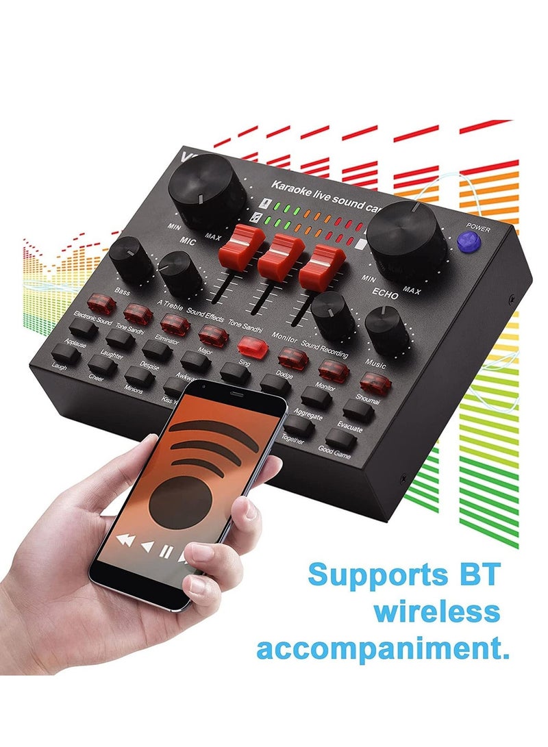 ليدين V8s Live Sound Card, USB External V8s Karaoke Recording Mobile Audio Mixer, Audio Live Broadcast KTV Sound Card for Live Broadcast, K Songs, Recording, Voice Chatting - Image 2