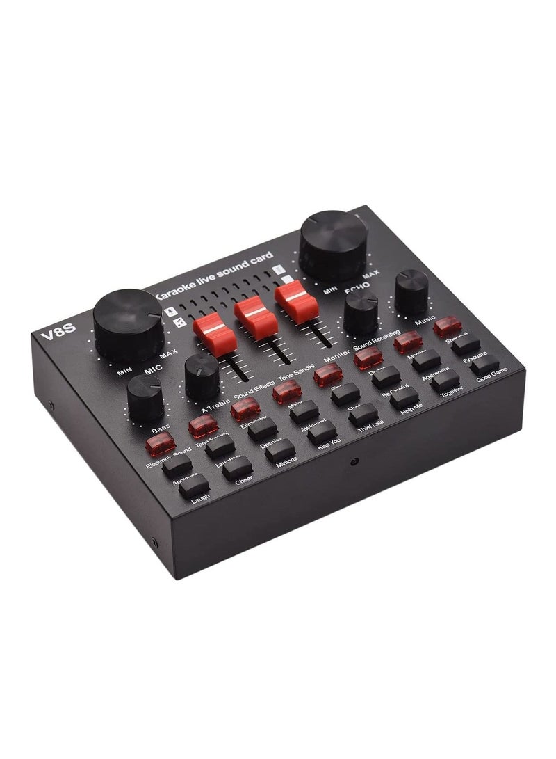 ليدين V8s Live Sound Card, USB External V8s Karaoke Recording Mobile Audio Mixer, Audio Live Broadcast KTV Sound Card for Live Broadcast, K Songs, Recording, Voice Chatting - Image 1