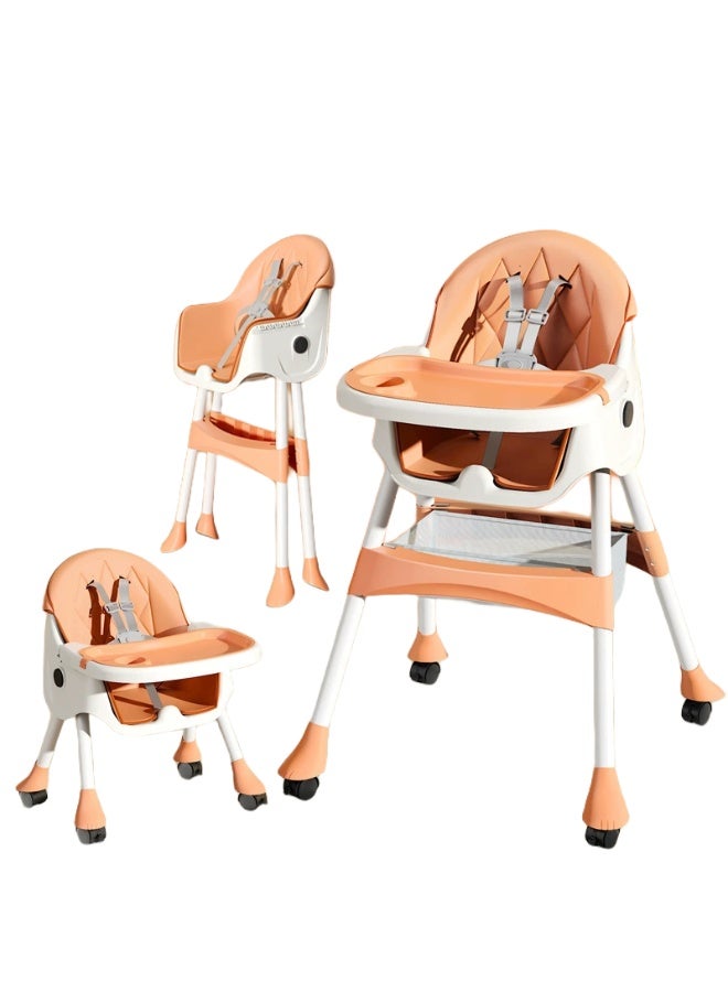 Multi-functional foldable portable children's safety dining chair, baby eating chair, infant dining table chair, yellow standard model - Image 2