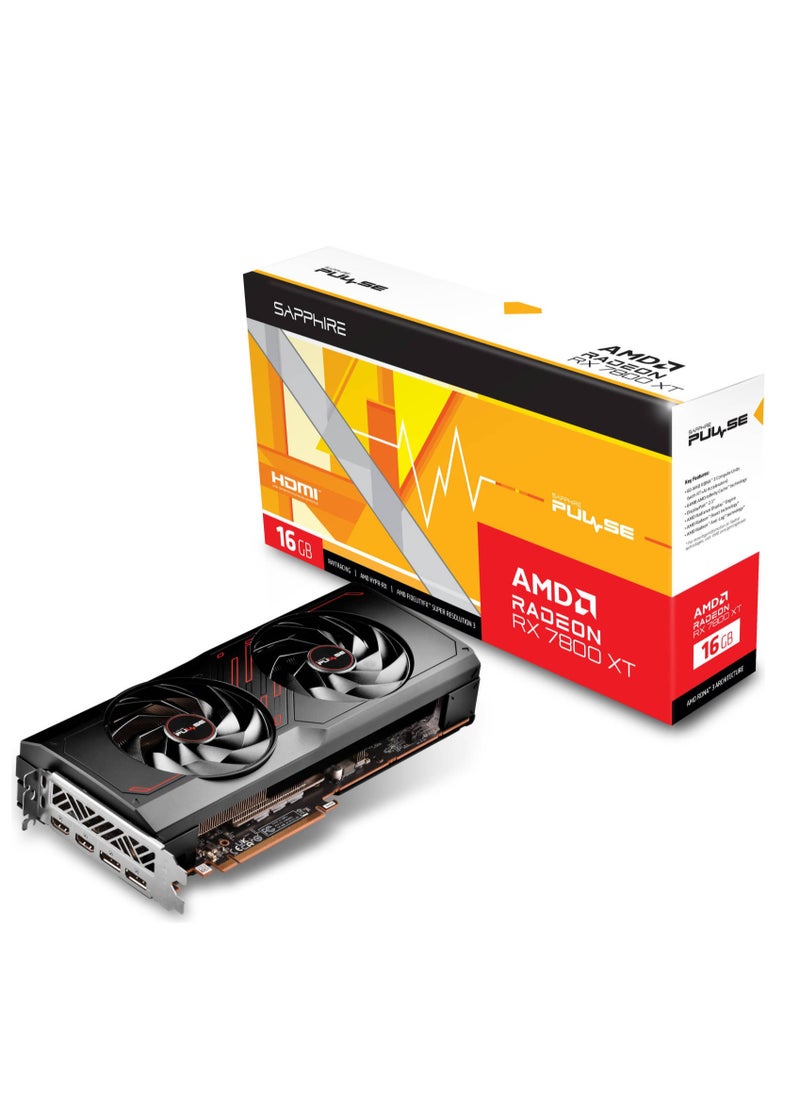 Sapphire - Pulse Radeon RX 7800 XT 16GB GDDR6, AMD RDNA 3 Architecture, 3840 Stream Processors, 60 Compute Units with RT+AI Accelerators, 2430 MHz Boost Clock, 2124 MHz Game Clock, 64MB Infinity Cache, 8K Resolution, Dual-X Cooling with Dual-Ball Bearing Fans, DisplayPort 2.1, HDMI, PCIe 4.0, AMD FidelityFX Super Resolution, FreeSync, TriXX Boost | 11330-02-20G - Image 1