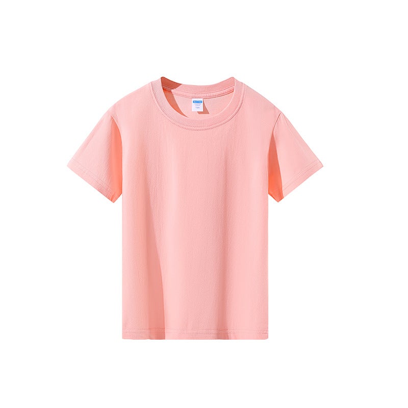 Children'S Solid Color T-Shirt Graduation Class Clothing Group Gathering Primary School Kindergarten Parent-Child Activity Pure Cotton Short Sleeve Printing Logo - Image 1