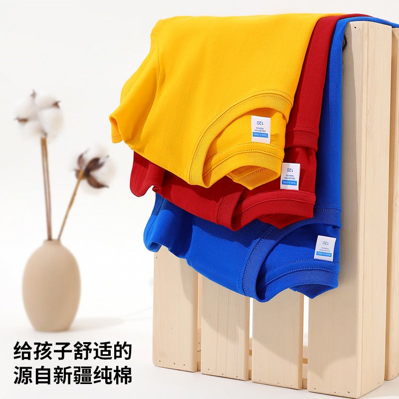 Children'S Solid Color T-Shirt Graduation Class Clothing Group Gathering Primary School Kindergarten Parent-Child Activity Pure Cotton Short Sleeve Printing Logo - Image 4