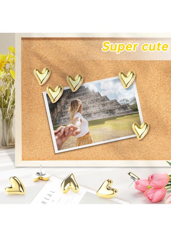 30 Pieces Cute Heart Push Pins, Gold Thumb Tacks, Decorative Gold Push Pins for Bulletin Board, Cork Board, Wall, Office or Home - Image 3