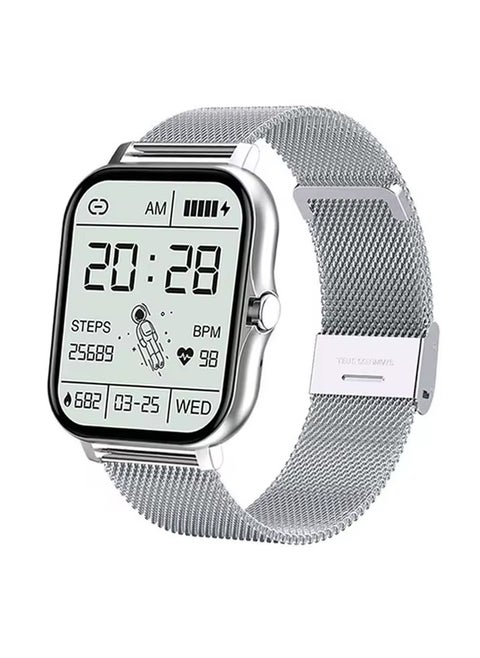 Smartwatch with 1.81" Touch Display, Heart Rate & SpO2 Tracking, Bluetooth Call Support, Silver color, IPX4 Water-Resistant, Sleep Monitor, Fitness Tracker, Compatible with Android/Ios