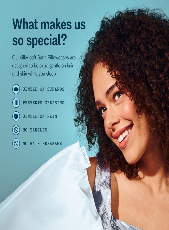 Gimme Beauty White Satin Pillowcase - Ultra-Gentle Hair & Skin Care Luxury Bedding - Reduces Frizz & Breakage - Standard Size Silky Bedroom Pillow - Queen Size, 20" x 30" - Image 3