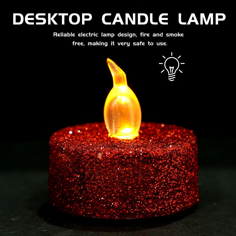12pcs Candle Light Glitter Battery Powered Candle Light Flameless Candle - Image 3