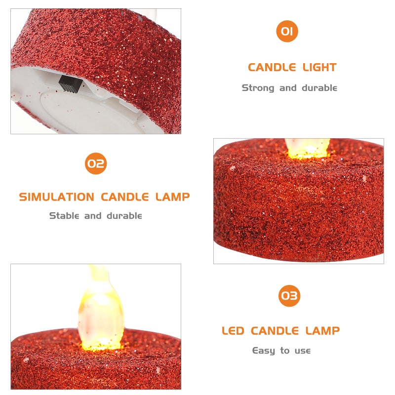 12pcs Candle Light Glitter Battery Powered Candle Light Flameless Candle - Image 2