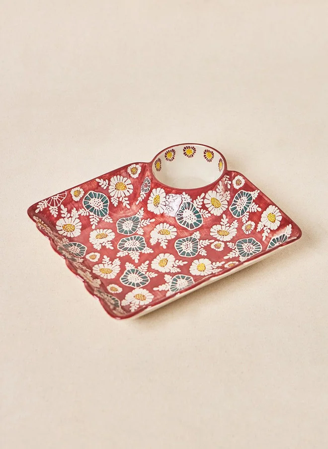Chumbak Wildflower Chip & Dip Platter, 120ml