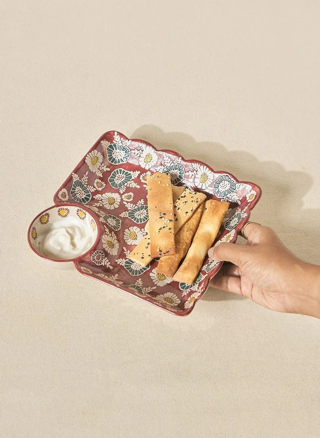 Chumbak Wildflower Chip & Dip Platter, 120ml