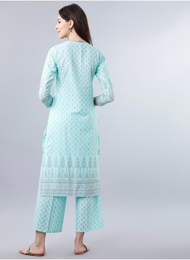 Vishudh All Over Print Kurta & Palazzos Set by Styli  - Image 3
