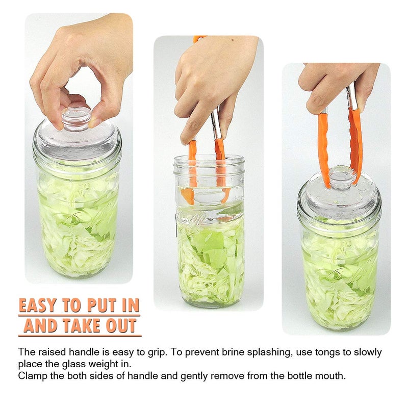 Artcome Artcome 5-Pack Glass Fermentation Weights with Easy Grip Handle and Unique Texture Design for Large Wide Mouth Mason Jars  - Image 5