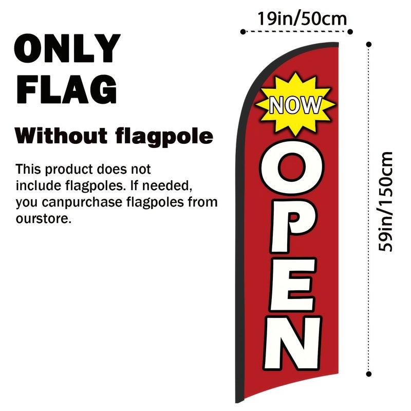 Now Open Red Feather Flag 8 Feet Tall Advertising Banner for Grand Opening Business Event Outdoor Decor - Image 2