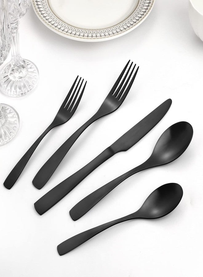 Bysta Matte Black Silverware Set, Bysta 20-Piece Stainless Steel Flatware Cutlery Set for 4, Satin Finish, Dishwasher Safe, Nice Box Package - Image 4