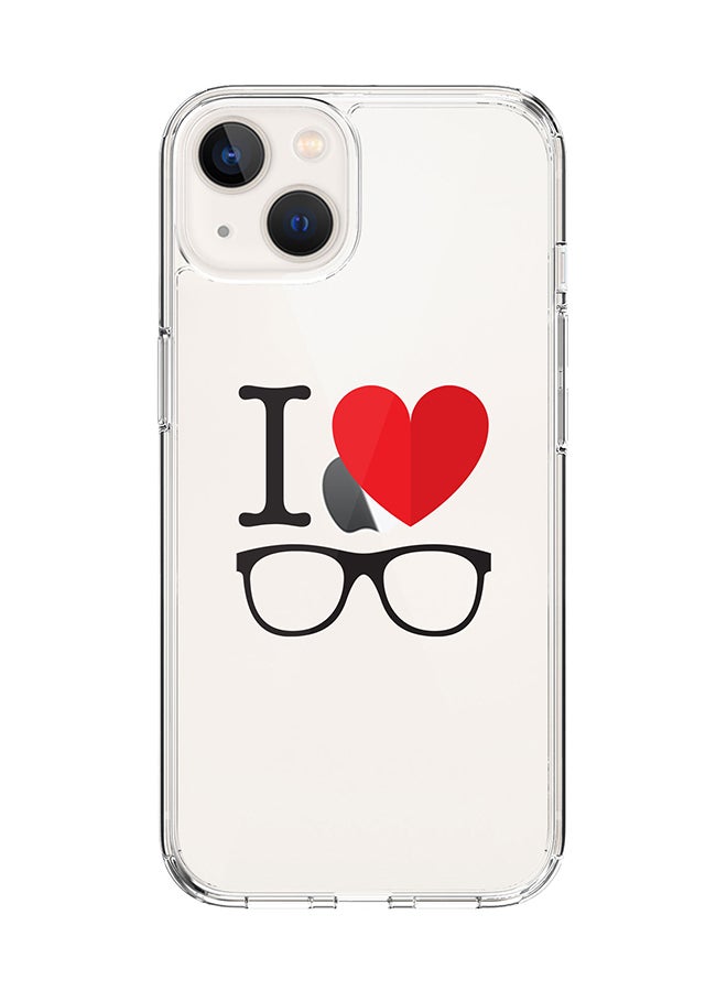 Classic Clear for Apple iPhone 14 Case Hybrid Soft Cover Flexible Edges Anti Drop TPU PC Gel Thin Transparent Cover [ Designed for Apple iPhone 14 ] - I Love Glasses