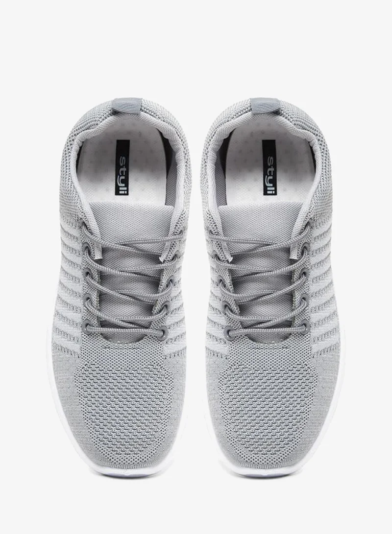Styli Lace Up Knitted Upper Sneakers
