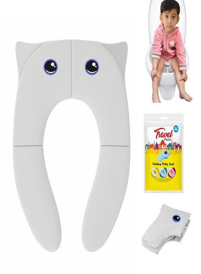 TechHark Plastic Baby Potty Training Toilet Seat for Boys and Girls Kids, Non-Slip with Splash Guard, Fits Round&Oval Toilets, (Travel White) Pack of 1 - Image 2