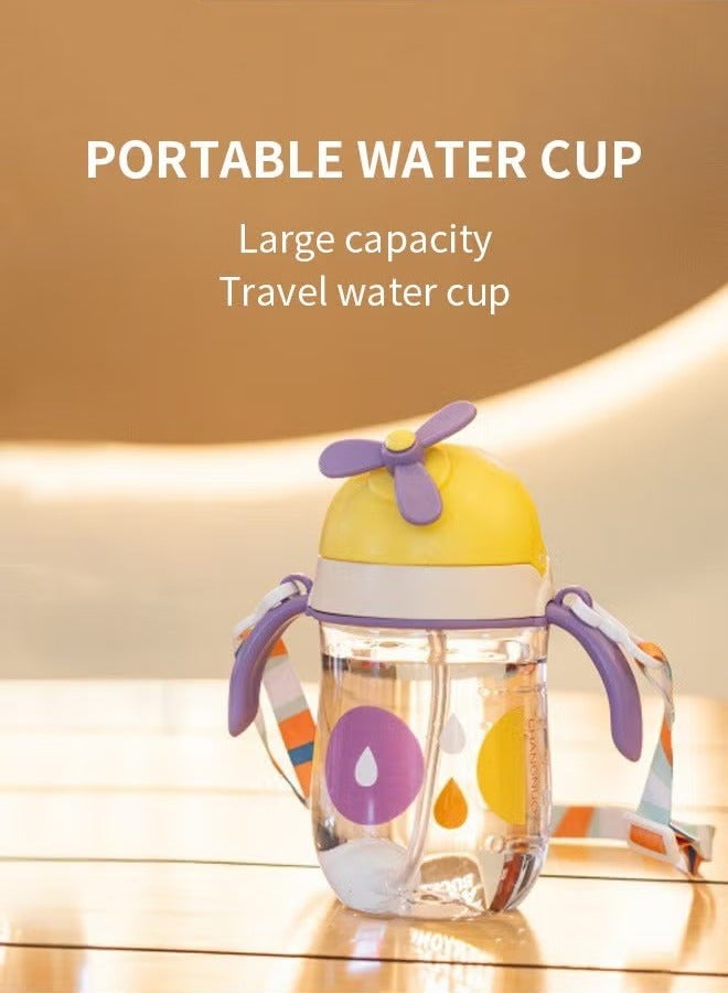 Gonice Baby Straw Bottle Toddler Water Bottle Sippy Cup for Baby 6-12 Months Baby Straw Cup Sipper Bottle for Kids with Handles 300ml (Purple) - Image 2