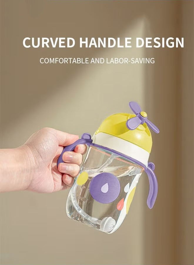 Gonice Baby Straw Bottle Toddler Water Bottle Sippy Cup for Baby 6-12 Months Baby Straw Cup Sipper Bottle for Kids with Handles 300ml (Purple) - Image 5